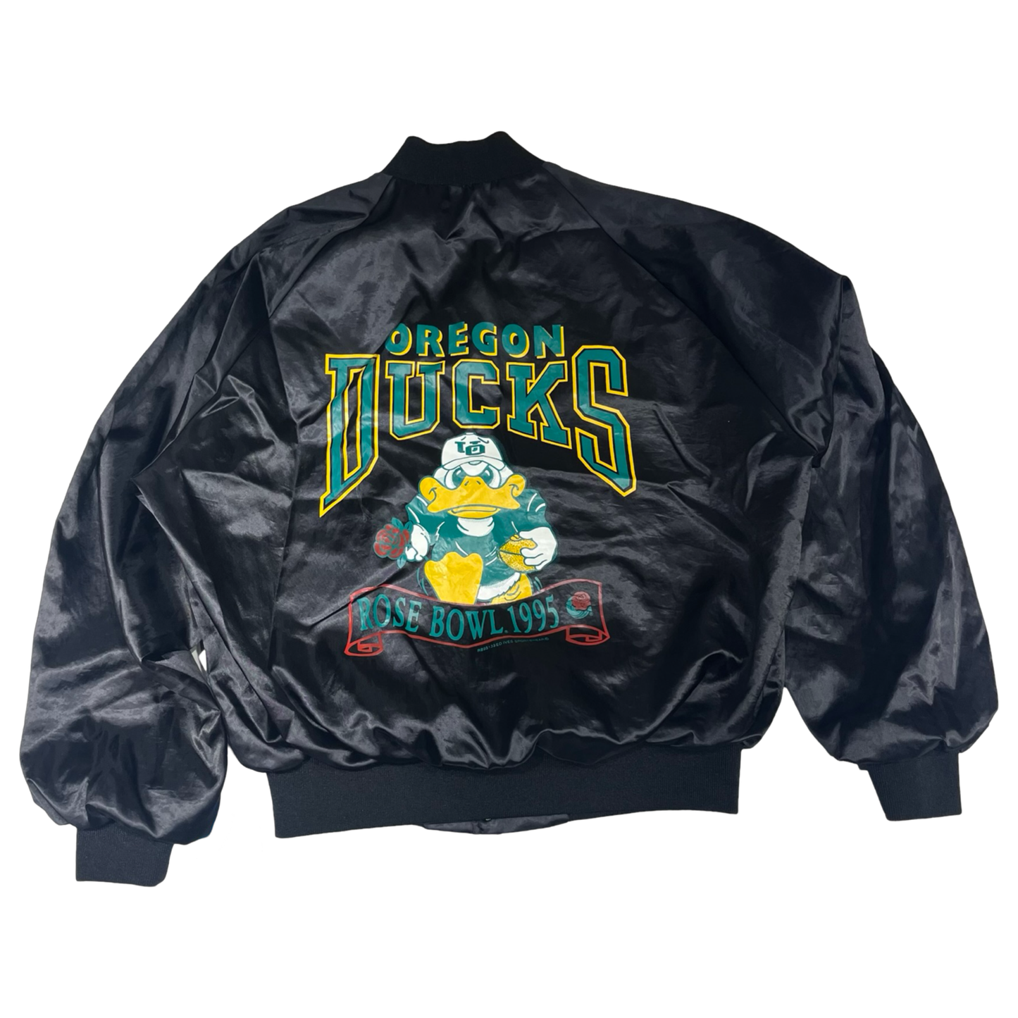 '95 Oregon Ducks Rose Bowl Satin Bomber Jacket