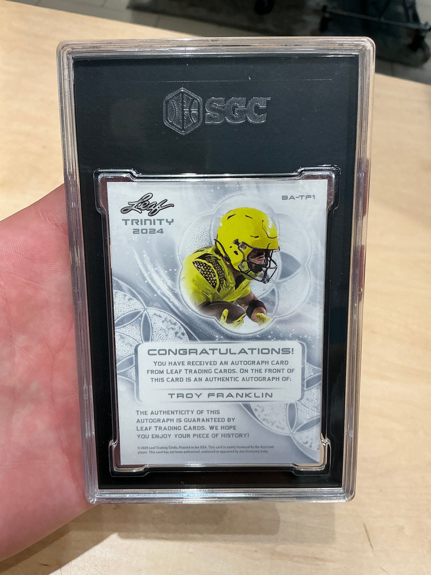 Troy Franklin Auto 1/3 SGC AUTO 10