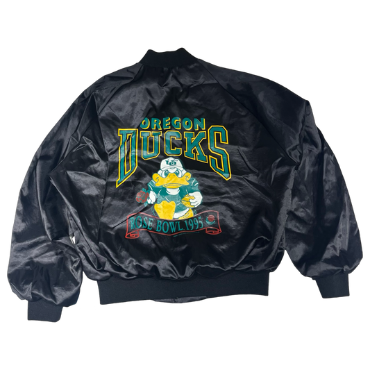 '95 Oregon Ducks Rose Bowl Satin Bomber Jacket