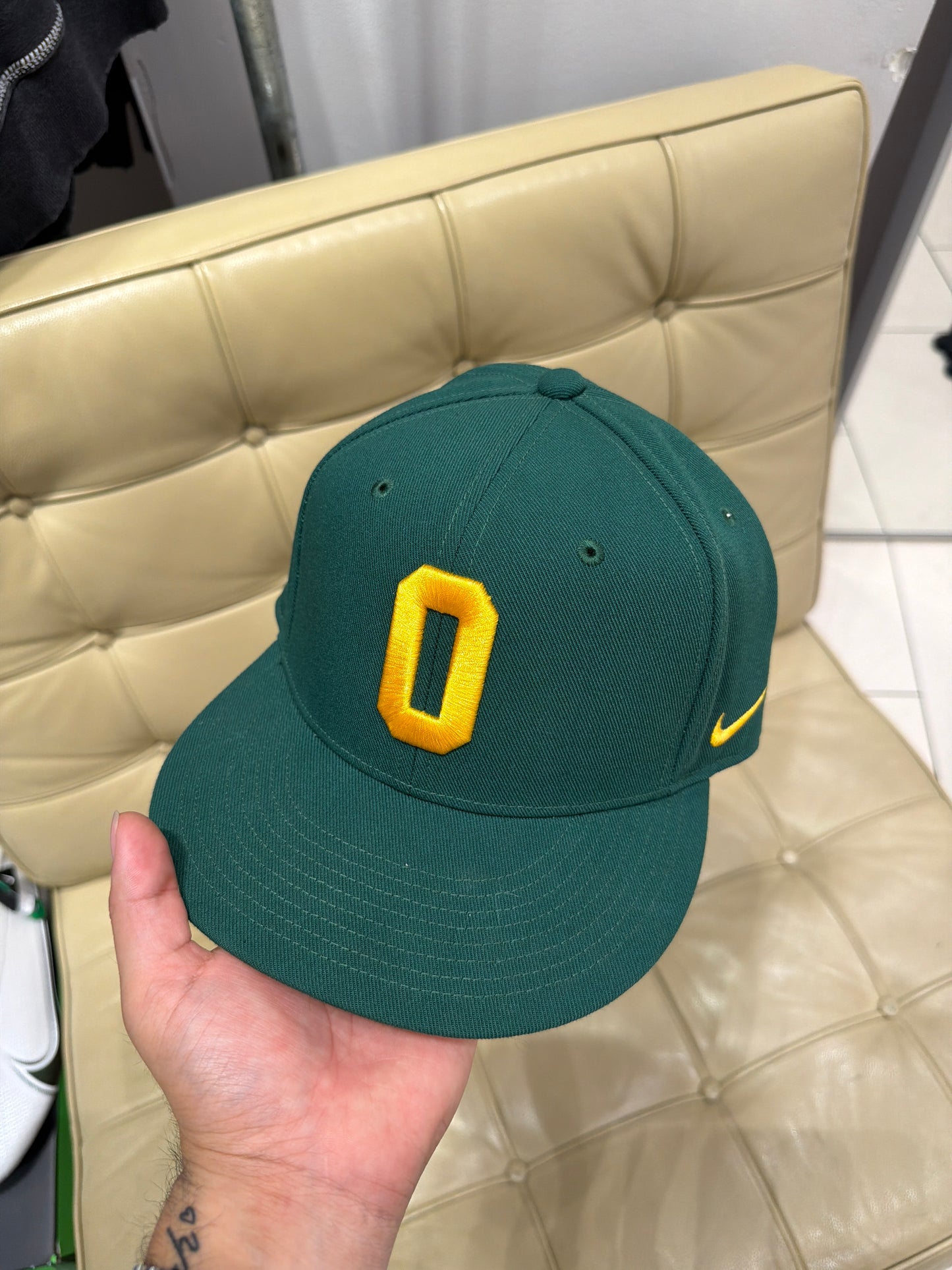 Oregon O Baseball Throwback Team Issued / Game Worn Fitted 7 3/8th