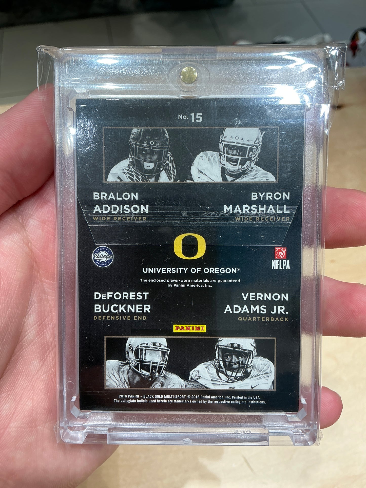 Barlon Addison, Byron Marshall, DeForest Buckner, & Vernon Adams Jr. Jersey Card 147/199