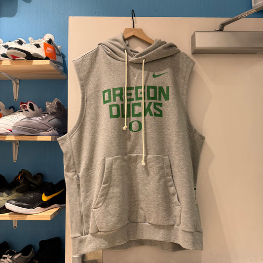 Oregon Ducks Gray Sleeveless Hoodie Team Issued