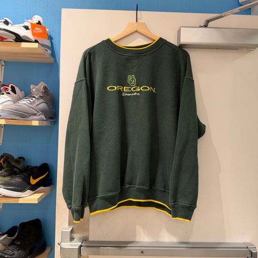 Oregon Ducks Embroidered Green Crew