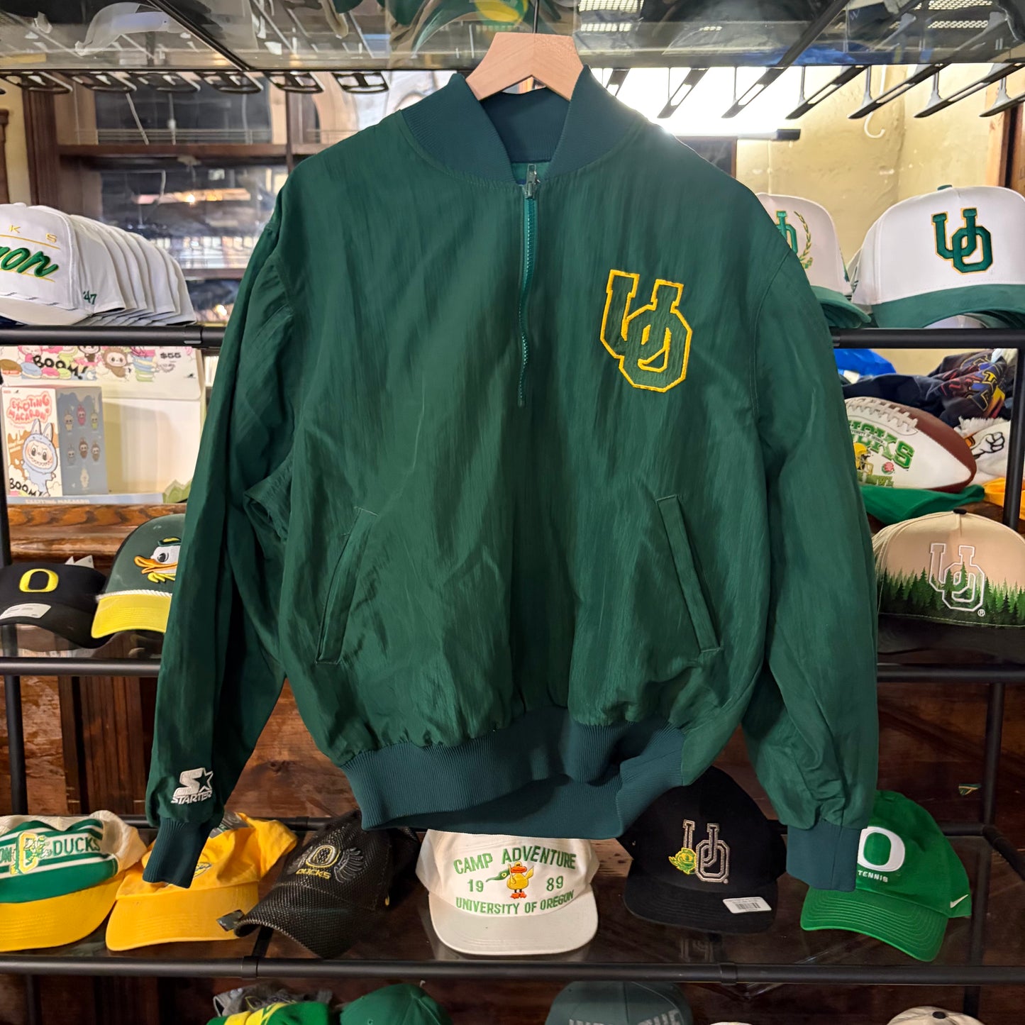 Green UO Starter Rosebowl Quarter Zip: M