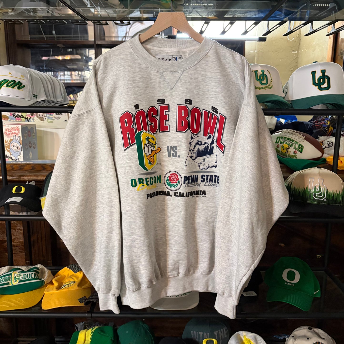 Grey ‘95 Oregon v. Penn State Rose Bowl Crewnecks: L, XL