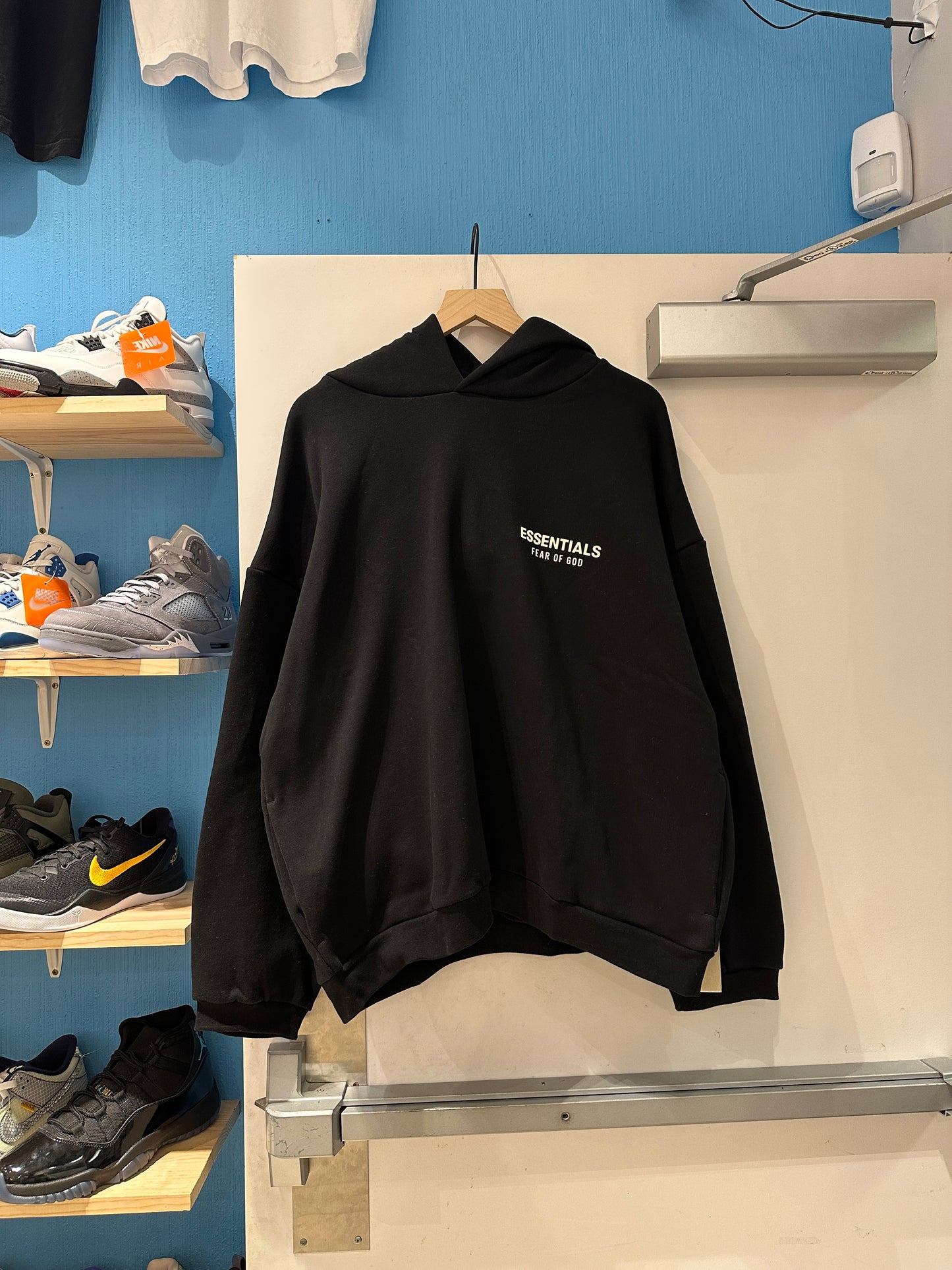 Black With White Letters Essential Hoodie