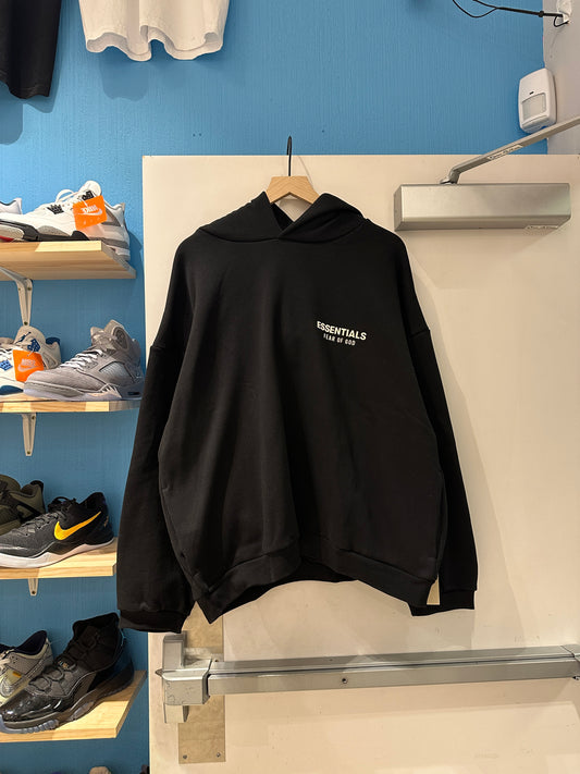 Black With White Letters Essential Hoodie