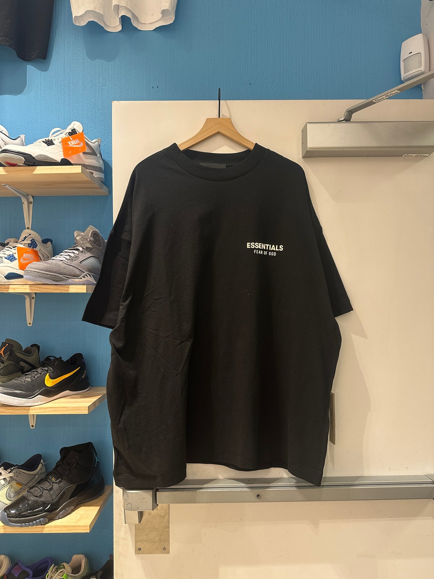 Black With White Letters Essential Tee