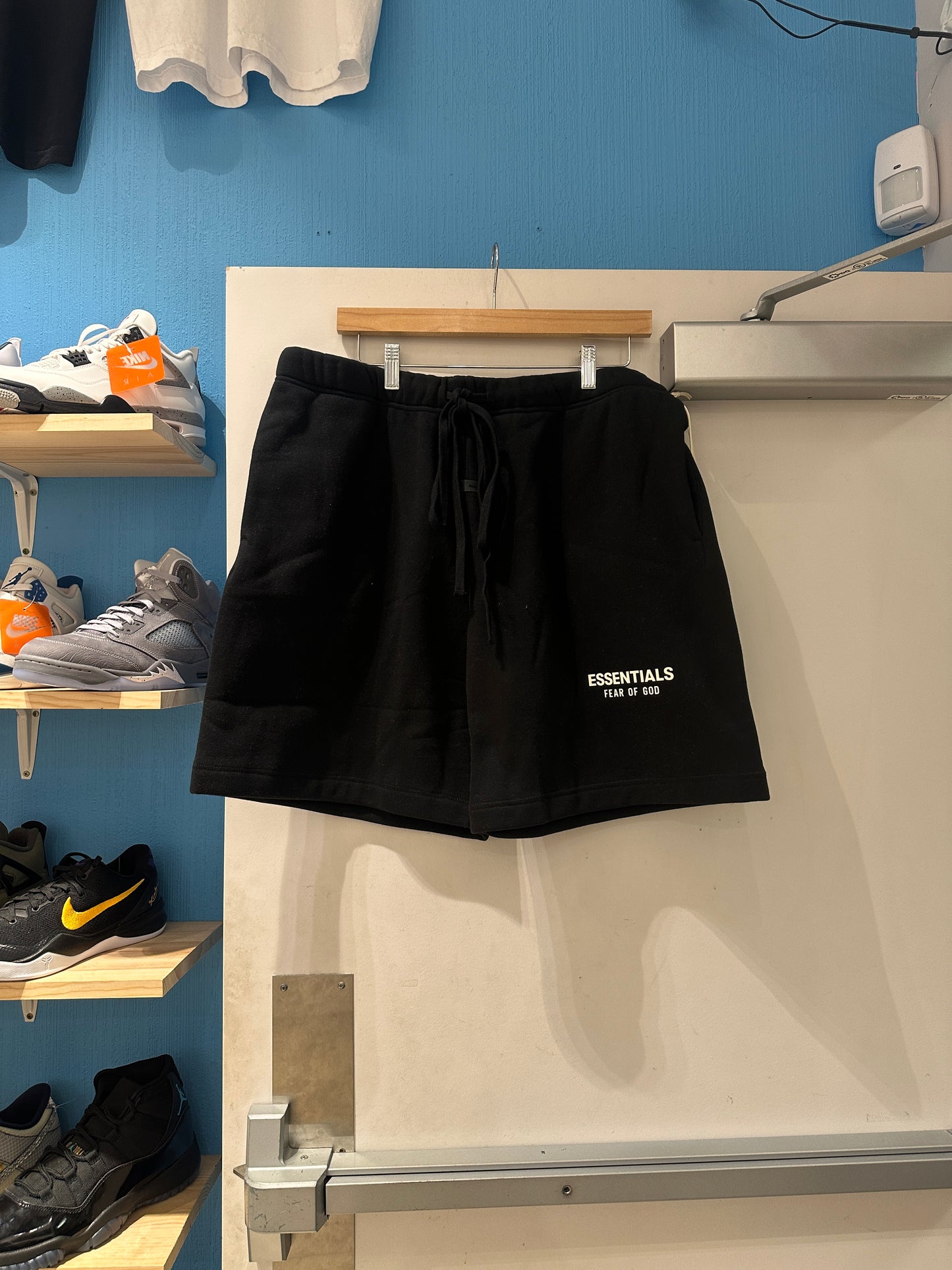 Black With White Letters Essential Shorts