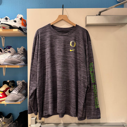 Oregon Ducks Gray Dri Fit Long Sleeve